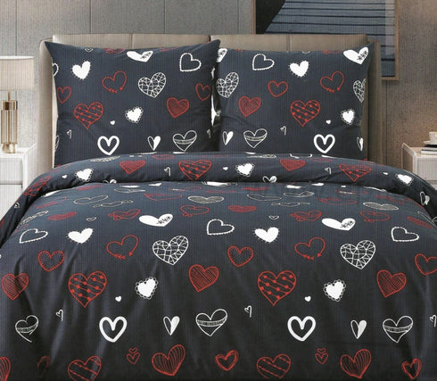 Satino medvilnės patalynės komplektas "I heart U"